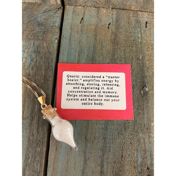 Clear crystal Quartz sand on rose gold stainless steel 24” necklace - Picture 2 of 3